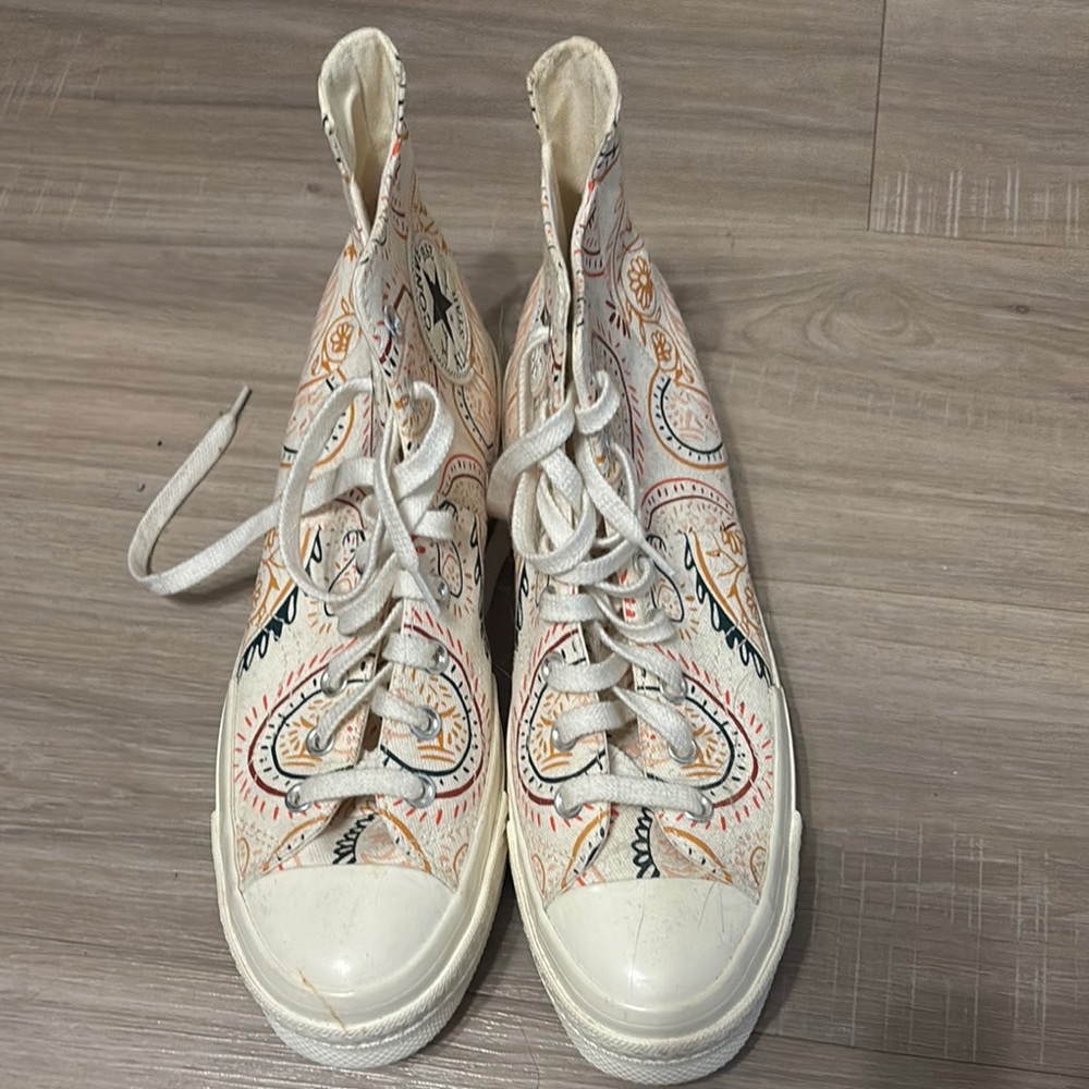 Converse Cream and Multicolor High-Top Sneakers